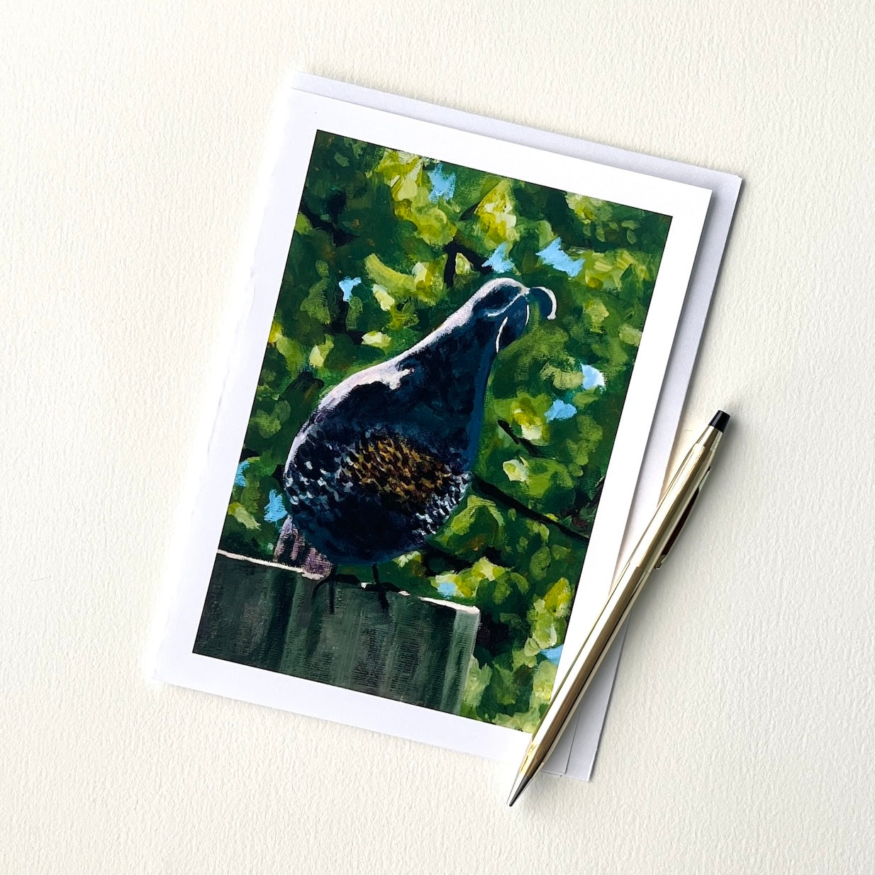 Card - Quail on a fence